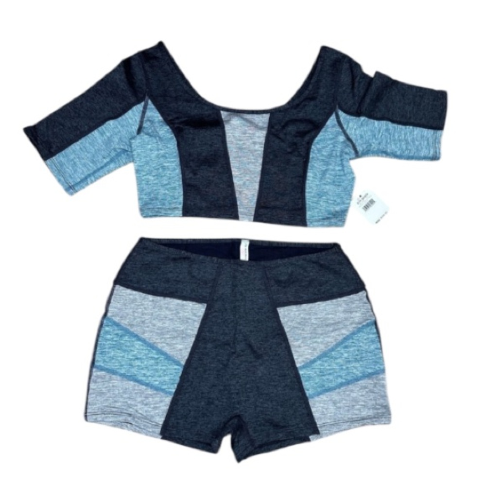 Free People Stylish Two-Piece Activewear Set Charcoal Heather Combo Wome…